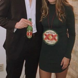 Forever 21 dark green fitted dress